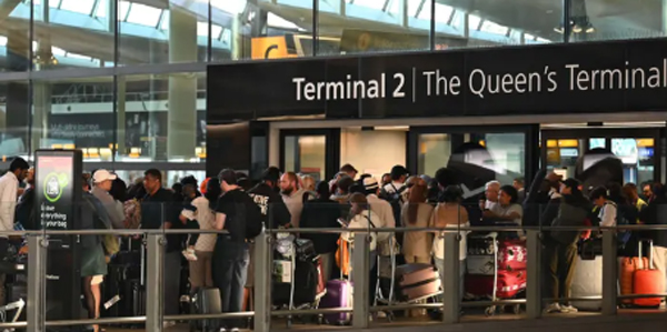 After flight cancellations at Heathrow.