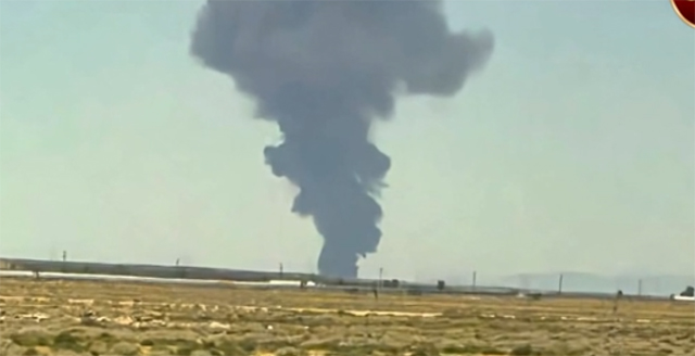 The eight-engine monster ends up in smoke