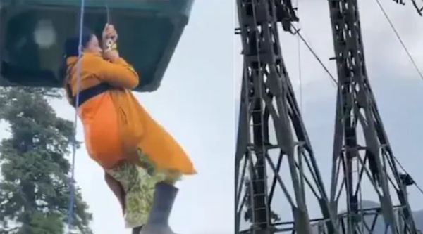 Tourists stranded up in the sky: Gondola ropeway mishap.