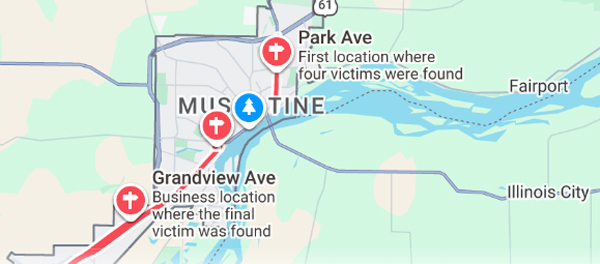 Locations of Iowa shooting.