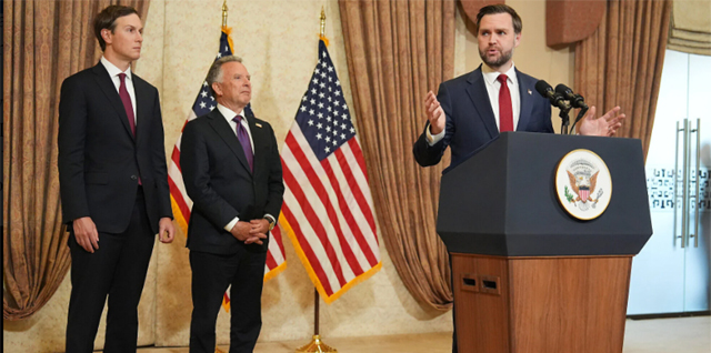 JD Vance addressing reporters