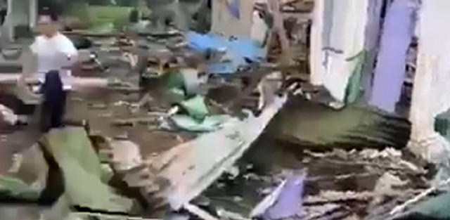 A view of the site of explosion.