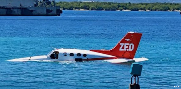 A Cessna ditches Haiti waters.
